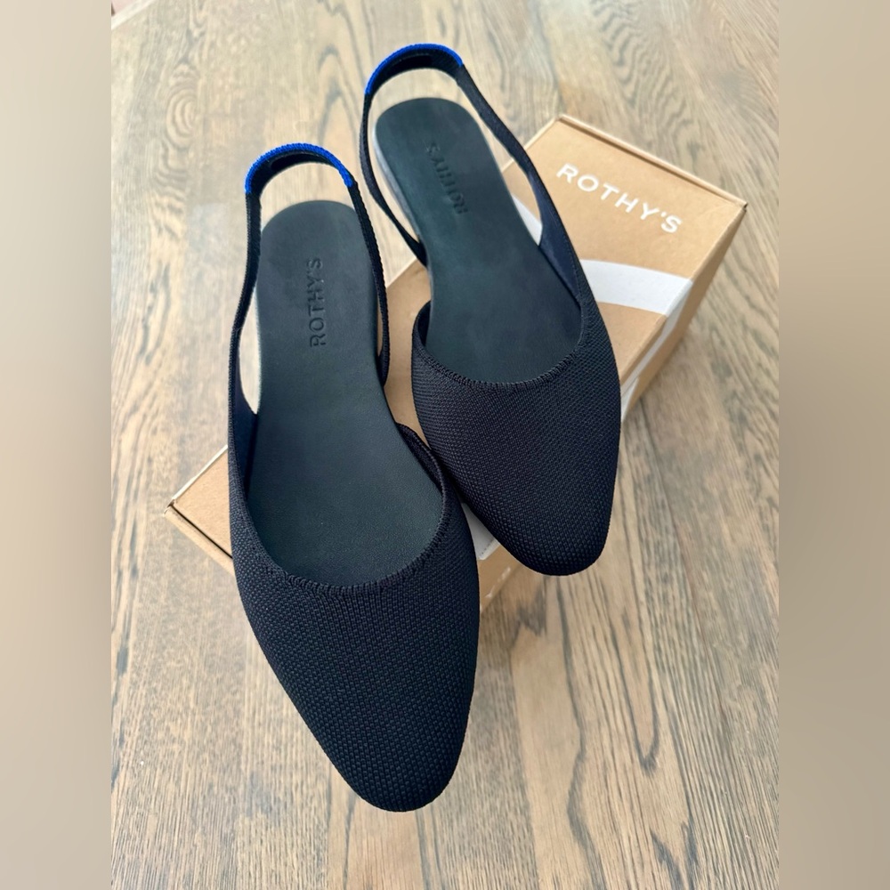 Rothy's Black and Blue Women's Slingback Flats